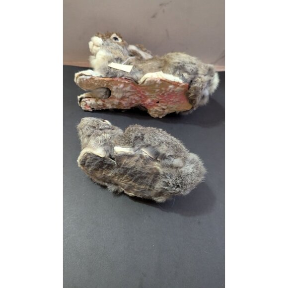 Fur Rabbit Figurines Set Of 2 Made From Domesticated Rabbit/Goat Fur realistic - Picture 7 of 9